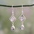 Silver and Rainbow Moonstone Earrings Handmade in India 'Queen of Diamonds'