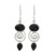 Hand Made Onyx Sterling Silver Dangle Earrings from India 'Romantic Journey'