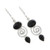 Hand Made Onyx Sterling Silver Dangle Earrings from India 'Romantic Journey'