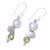 Cultured Pearl Peridot Sterling Silver Leaf Dangle Earrings 'Moonrise Garden'