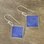 Square Blue Chalcedony Dangle Earrings Crafted in India 'Sky Squares'