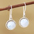 Larimar Cabochon and Sterling Silver Dangle Earrings 'Snow Moon'