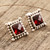 Checkerboard Faceted Garnet Sterling Silver Stud Earrings 'Picture Perfect in Red'