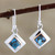 Blue Sterling Silver Dangle Earrings 'Small Star in Blue'