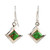 Green Sterling Silver Dangle Earrings 'Small Star in Green'