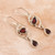 Garnet and Sterling Silver Dangle Earrings from India 'Balanced Glow'