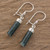 Dark Green Jade Cylindrical Dangle Earrings from Guatemala 'Dark Green Mayan Pillars'