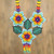 Floral Huichol Glass Beaded Necklace from Mexico 'Huichol Trio'