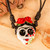 Skull Pendant Necklace on Adjustable Cord 'Romantic Calavera'