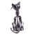 Recycled Metal Whiskered Cat Sculpture from Mexico 'Whiskered Cat'