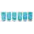 6 Hand Blown Shot Glasses in Aqua and White from Mexico 'Whirling Aquamarine'