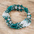 Green and Bronze Beaded Bracelet 'Flower Harmony in Emerald'