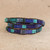 Blue and Sea Green Beaded Bracelet with Leather Trim 'Leather-Bound Sea'