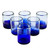 Eco-Friendly Handblown Ombre Blue Juice Glasses Set of 6 'Jalisco Blue'