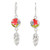 Sterling Silver and Dried Flower Dangle Earrings from Mexico 'Anahuac Red'