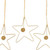 Golden Grass and Rhinestone Star Ornaments Set of 4 'Golden Stars'