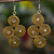 Golden Grass Dangle Earrings with Rhinestones from Brazil 'Golden Twists'