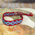 Periwinkle Blue and Russet Red Cotton Macrame Bracelet 'Geometric Path'