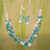 Sterling Silver Jewelry Set with Pearls and Blue Gems 'Cancun Muse'