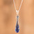 Glass Pendant Necklace in Blue from Costa Rica 'Bubbling Spring'