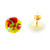 Multicolored Fused Glass Mosaic Button Earrings from Mexico 'Multicolored Textures'