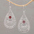 Garnet and Sterling Silver Dangle Earrings from Bali 'Divine Tears'