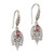 Balinese Sterling Silver and Garnet Gold Accent Earrings 'Dewdrop Caress'