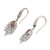 Balinese Sterling Silver and Garnet Gold Accent Earrings 'Dewdrop Caress'