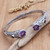 Bali Sterling Silver Cuff Bracelet with Amethyst and Garnet 'Divine Woman'