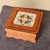 Handmade Wood Jewelry Box Topped by Cotton Embroidered Motif 'Charming Lotus'
