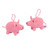 Pair of Pink Acrylic Pig Ornaments Crocheted by Hand 'Piggy Holidays'