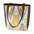 Grey Yellow  Light Blue Traditional Ikat Patterned Tote Bag 'Joyfulness'