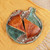 Pomegranate-Shaped Green and Red Ceramic Dessert Plate 'Nature's Prophecy'