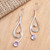 Sterling Silver and Amethyst Dangle Earrings 'Wave Melody in Purple'