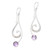 Sterling Silver and Amethyst Dangle Earrings 'Wave Melody in Purple'
