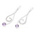 Sterling Silver and Amethyst Dangle Earrings 'Wave Melody in Purple'