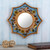 Blue and Gold Hand-Painted Accent Mirror 'Birds of Peru in Sky Blue'