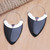 Balinese Garnet and Black Horn Sterling Silver Drop Earrings 'Sleek Black Curves'