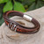 Handmade Braided Leather Pendant Bracelet 'Fanged in Brown'