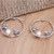 Balinese Dove-Themed Cultured Pearl Hoop Earrings 'From Above in Peach'