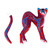 Red and Blue Arched Cat Alebrije Figure from Oaxaca 'Crimson Cat'