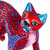 Red and Blue Arched Cat Alebrije Figure from Oaxaca 'Crimson Cat'