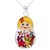 Natural Flower Pendant Necklace with Blonde Matryoshka 'Blonde Mexican Matryoshka'