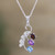 Rhodium-Plated Garnet and Amethyst Pendant Necklace 'Three of a Kind'