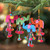 Handcrafted Cotton Blend Elephant Ornaments Set of 4 'Colorful Parade'