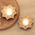 Mango Wood Tealight Candle Holders with Star Motif Pair 'Kaleidoscopic Sky'