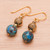 Jasper and Hematite Dangle Earrings with Gold Accented Hooks 'Golden Planet'