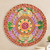 Hand Painted Circular Teak Wood Relief Panel from Thailand 'Splendid Garden'