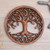 Hand-Carved Suar Wood Round Relief Panel with Tree 'Leaf Generation'