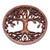 Hand-Carved Suar Wood Round Relief Panel with Tree 'Leaf Generation'